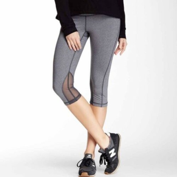 Zella Pants - Z by Zella Gray Mesh Panel Crop Capri Leggings
